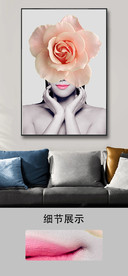 欧美华丽高端简约美人花卉装饰画