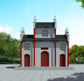 古建祠堂建筑外观设计案例效果图