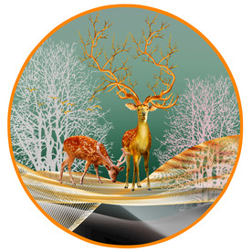 原创梅花鹿彩条装饰画