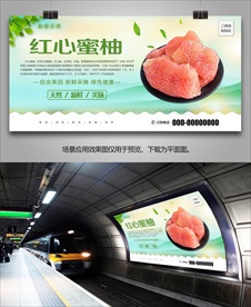 红心蜜柚挂画单页展架灯箱展板