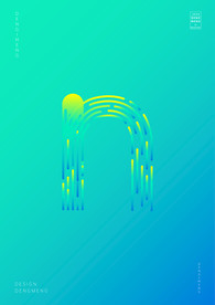 创意小写字母n渐变海报艺术