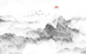 大理石纹山水画