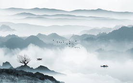 新中式水墨山水背景墙