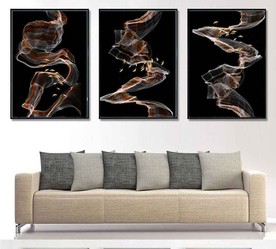 新中式抽象山水飘带装饰无框画