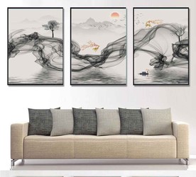 新中式抽象山水飘带装饰无框画