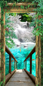 流水生财3D玄关背景墙