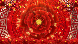 中式奢华喜庆大红牡丹 背景视频