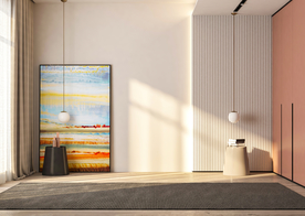 极简现代卧室靠床3D背景墙