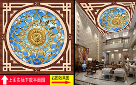 奢华砖石拼花大理石天顶