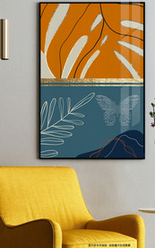 现代简约抽象树叶蝴蝶装饰画