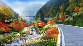 道路 溪沟 湿地效果图