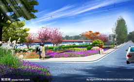 道路 转角 市政绿化