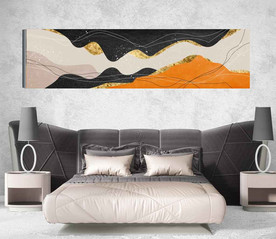 现代抽象爱马仕金色油画床头画