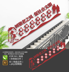 老年活动室楼梯文化墙