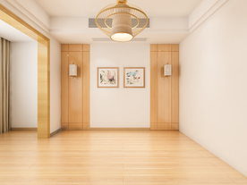 新中式卧室背景墙日式空景