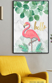 北欧简约树叶火烈鸟装饰画