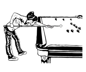 台球动作示范插画