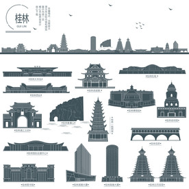 桂林地标建筑剪影