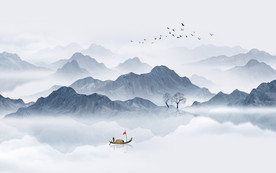 中式水墨山水画