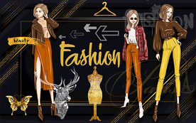 轻奢英文美女服装店工装背景墙