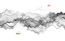 中式水墨山水画