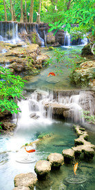 清新唯美瀑布流水生财玄关