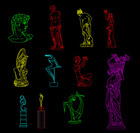 人物维纳斯-大卫-雕像立面图