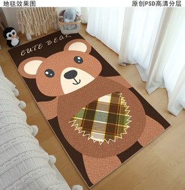 卡通动物床边地毯