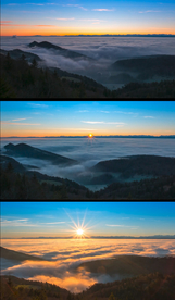 实拍山顶日出风景延时摄影素材