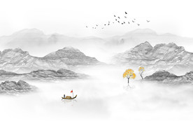 中式水墨山水画