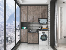 全屋定制现代轻奢阳台柜洗衣柜图