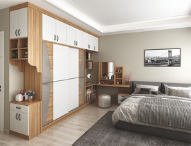 全屋定制简约板式卧室衣柜移门图