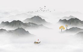 中式水墨山水画