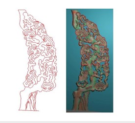 灵芝地屏 精雕图