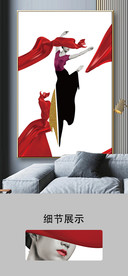 现代简约美女丝绸艺术客厅装饰画