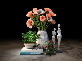 金钱树书籍眼镜女人雕塑装饰品