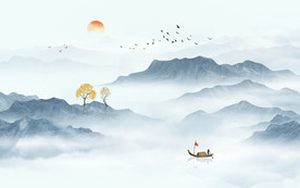 中式水墨山水画