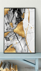 水墨烁金抽象金色油画玄关装饰画