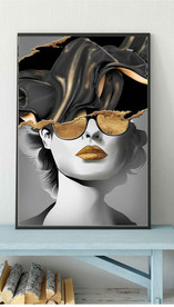 烁金现代北欧风金色美女玄关装饰