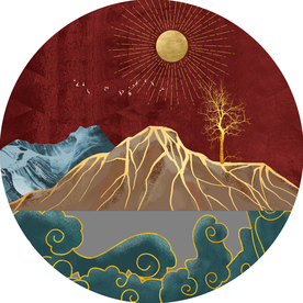 圆形山水晶瓷画