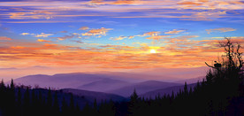 山水画油画风景画