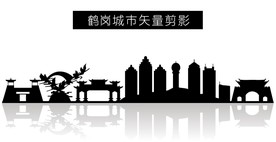 鹤岗城市矢量剪影