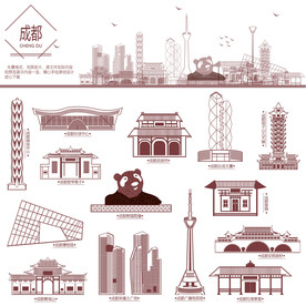 成都地标建筑剪影