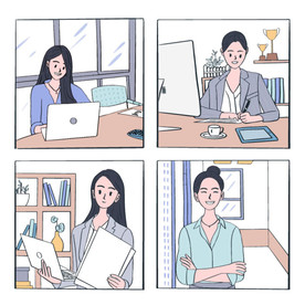 手绘商务办公职业女性