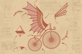 达芬奇手稿机械仿生飞行自行车