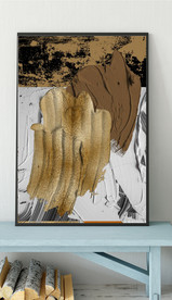 爱马仕抽象金色油漆油画装饰画