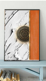 爱马仕抽象金色油漆油画装饰画