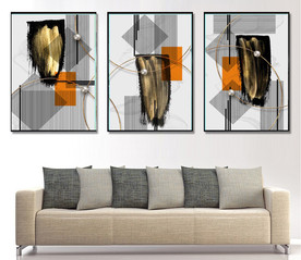 现代爱马仕抽象金色油画装饰画