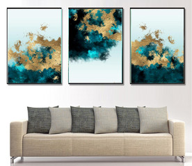 北欧风抽象金色水墨玄关装饰画