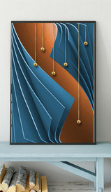 现代爱马仕立体纸艺玄关装饰画